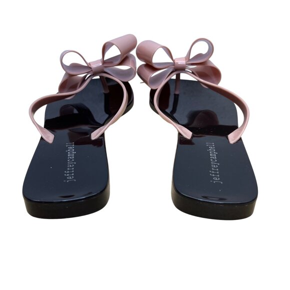 Jeffrey Campbell Women’s Pink & Black Bow Detail Thong Sandals Size 9 - Picture 5 of 8
